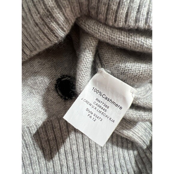 J.Crew 100% Cashmere Gray Sweater Black Polka Dot Women’s Sz XS - Picture 9 of 10